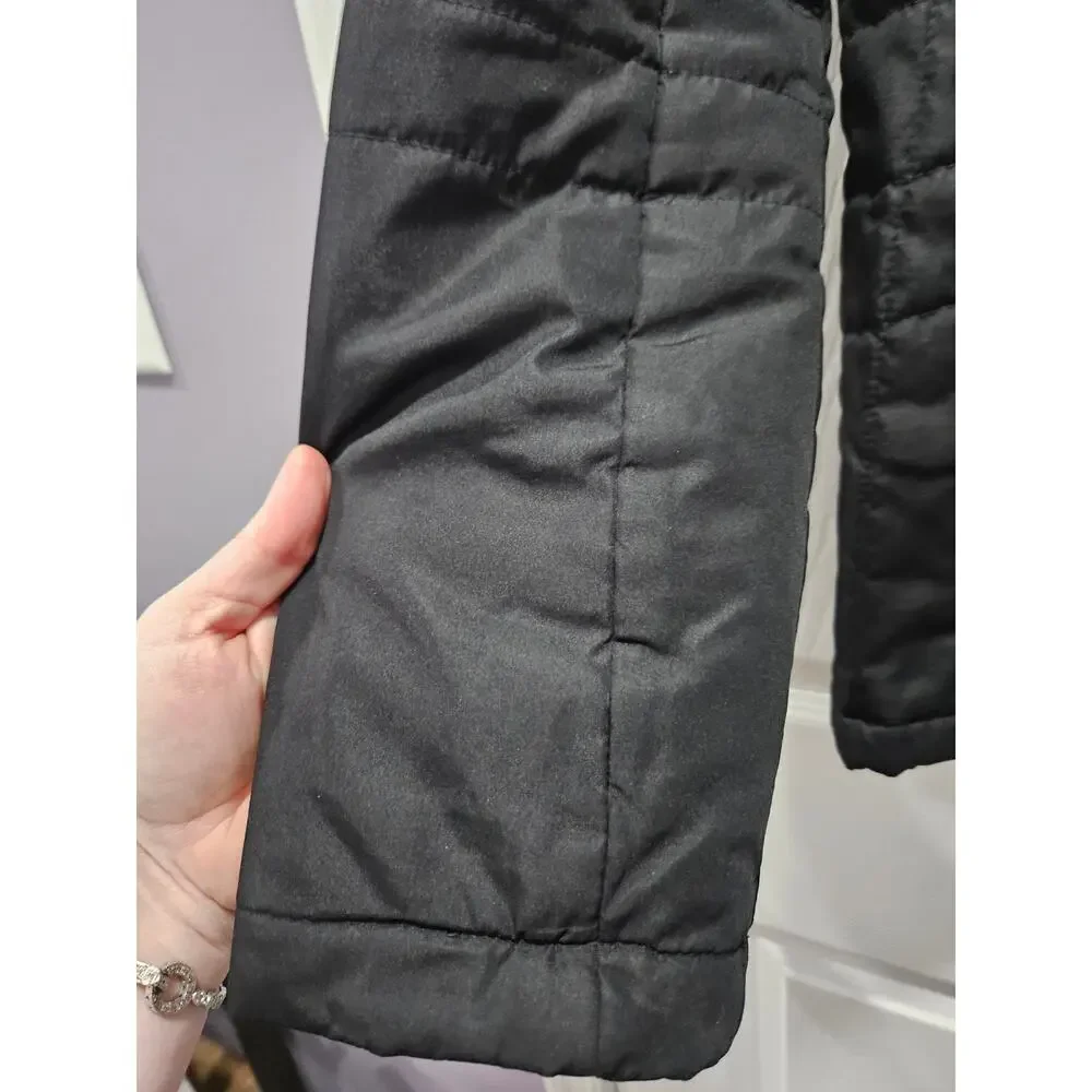 Land's End Black Puffer Jacket Fleece-lined Size XS 2 4 Women's - Picture 6 of 11